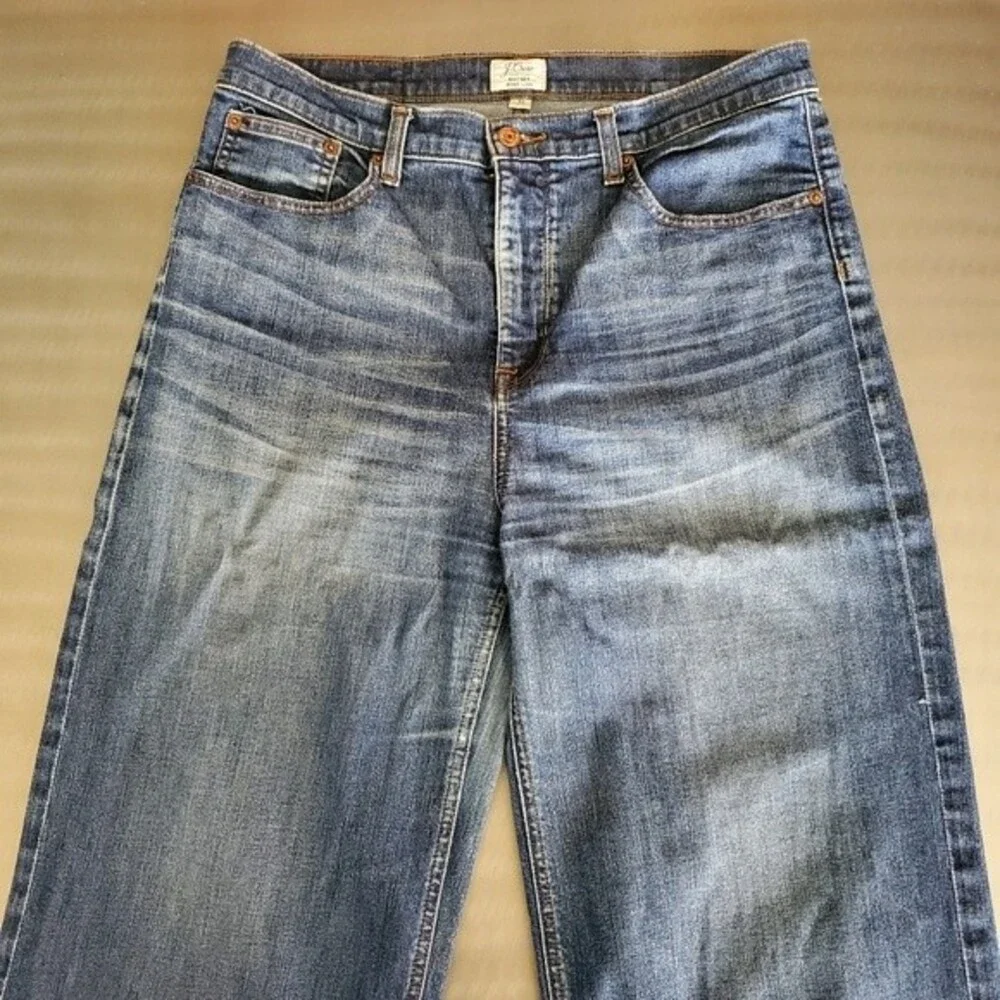 J. Crew Rayner Wide Leg High Rise Medium Wash Crop Denim Jeans sz. 32